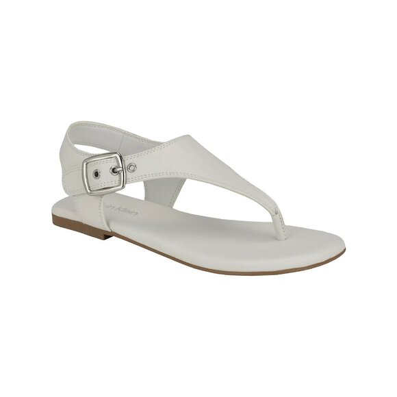 Calvin Klein Moraca 2 Flat Sandals – Women’s White Thongs size 11 MSRP $79 - Picture 1 of 4